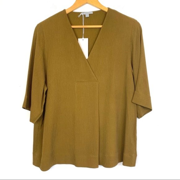 New COS tailored surplice faux wrap v-neck empire waist relaxed popover blouse - Picture 2 of 7